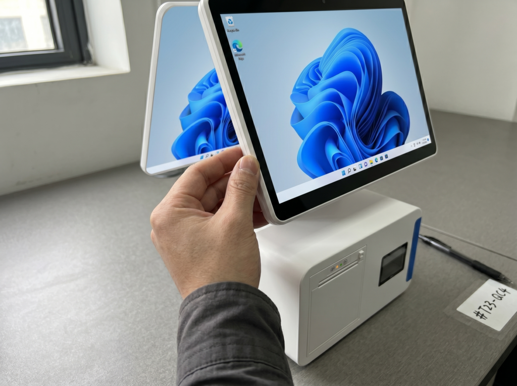 POS hardware display module inspection during China-side supplier review