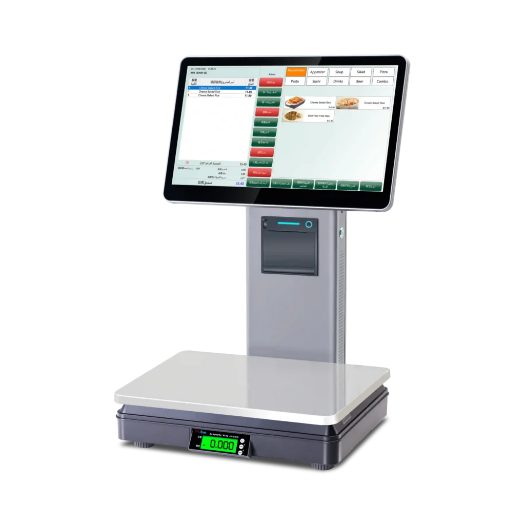 POS weighing scale with label printer for grocery and fresh-food checkout