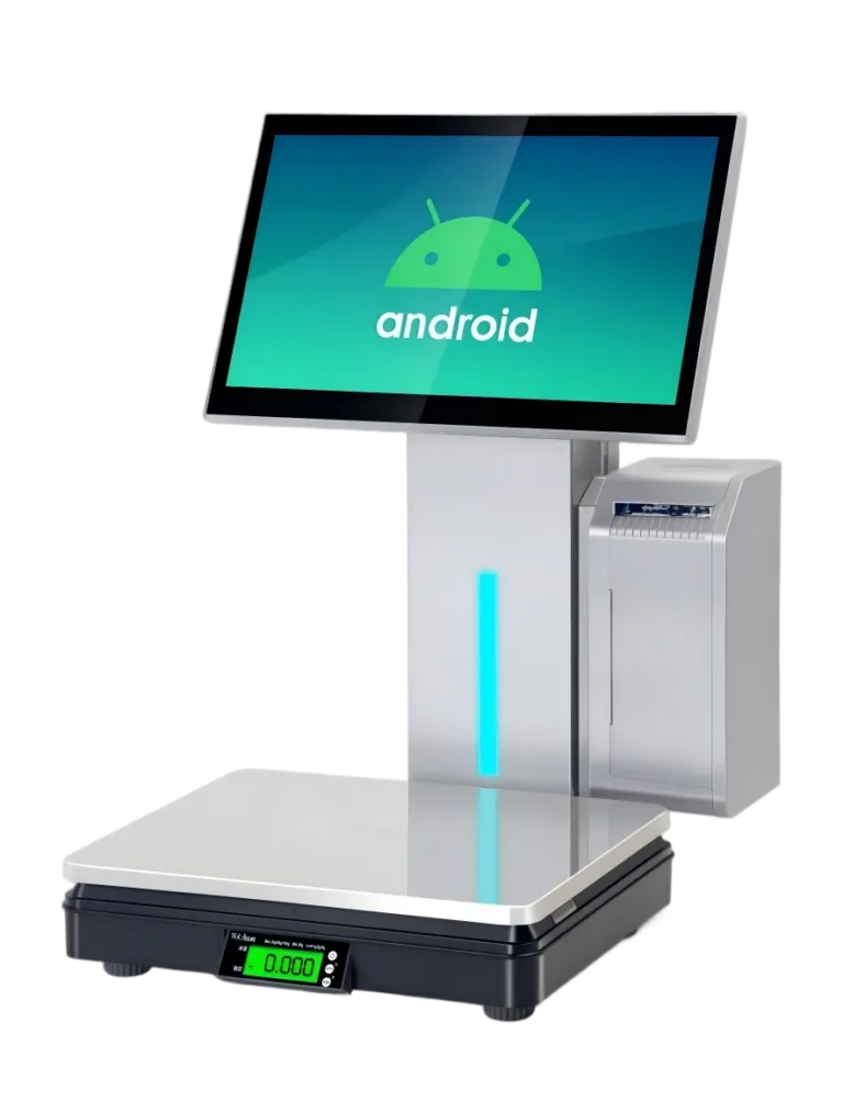 integrated POS weighing scale with touchscreen and printer