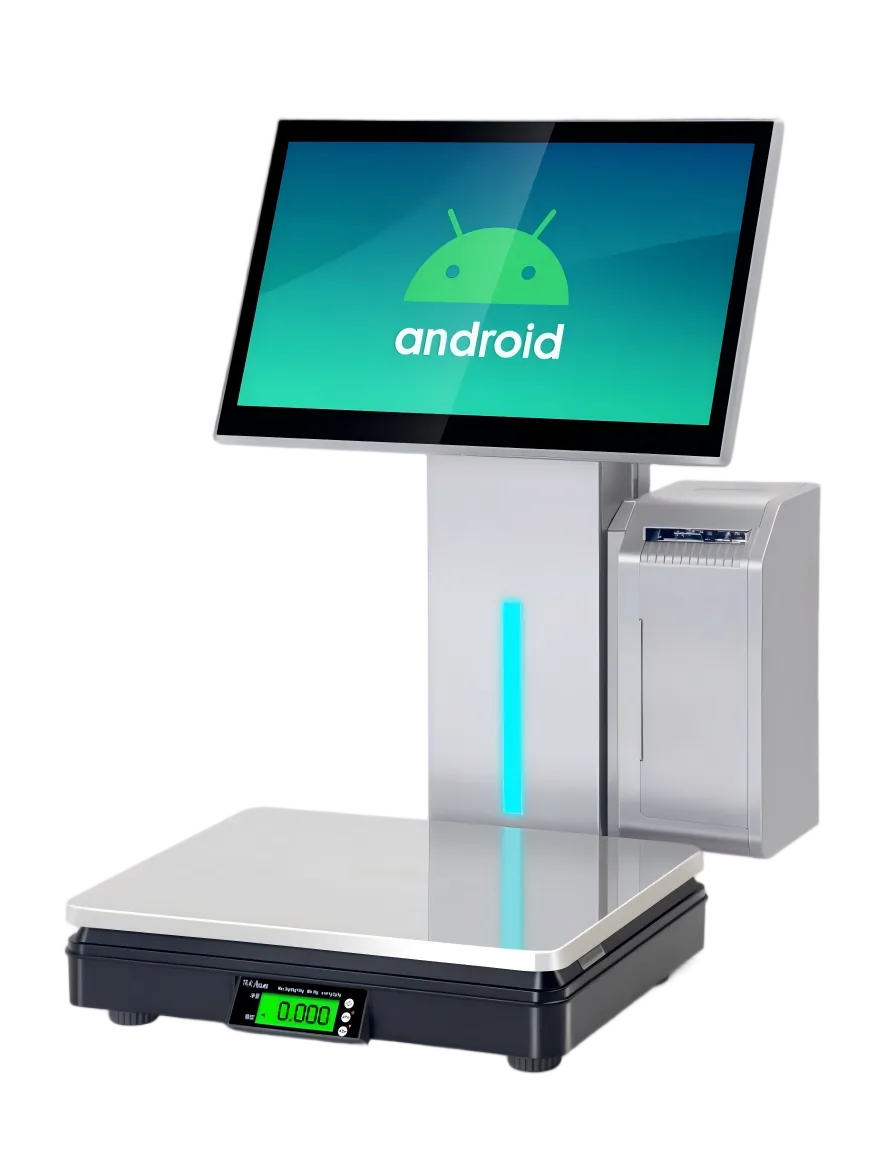 integrated POS weighing scale with touchscreen and printer