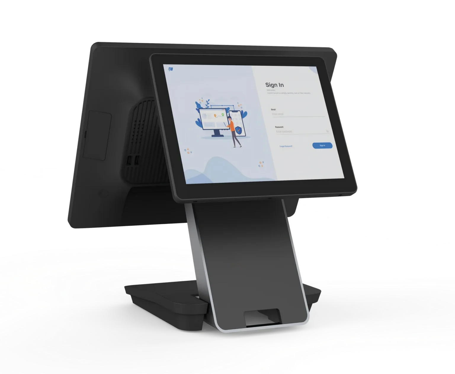 S3 Windows and Android POS terminal with metal enclosure and customer-display options